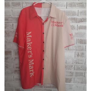 Maker's Mark Button Up Colorful Shirt sz Xl Hawaiian Whiskey Fans